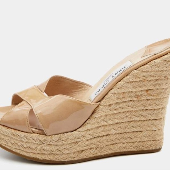 Jimmy Choo Nude Patent Leather Wedges Size EU 41 - Picture 14 of 16